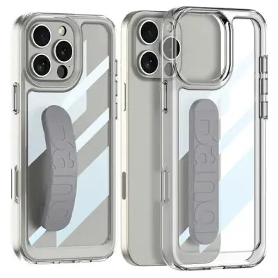 ტელეფონის ქეისი GKK For iPhone 16 Pro Crystal Clear Case Anti-Drop TPU+PC Phone Cover with Silicone Hand Strap
