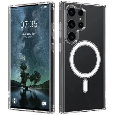 ტელეფონის ქეისი For Samsung Galaxy S25 Ultra Clear Case TPU+Acrylic Magnetic Phone Cover Compatible with