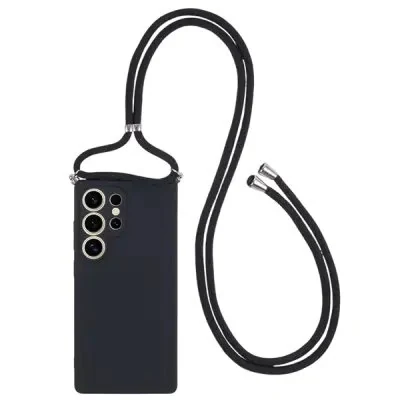ტელეფონის ქეისი For Samsung Galaxy S25 Ultra Crossbody Case Flexible TPU Fiber Lining Anti-Shock Phone Cover