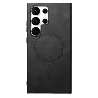 ტელეფონის ქეისი For Samsung Galaxy S25 Ultra Leather Back Case Compatible with MagSafe Skin-touch Phone Cover