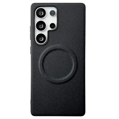 ტელეფონის ქეისი For Samsung Galaxy S25 Ultra Case Compatible with MagSafe PU + TPU Phone Back Cover - Black