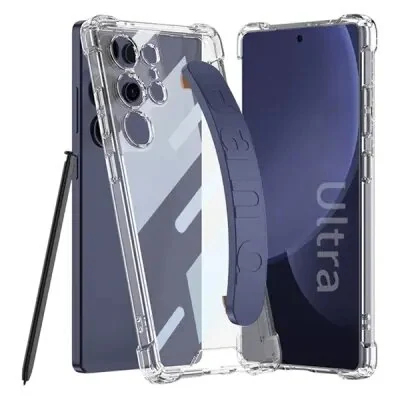 ტელეფონის ქეისი GKK 10873 For Samsung S25 Ultra Case Airbag Shockproof Phone Cover with Wrist Strap - Blue