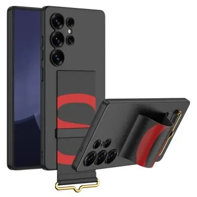 ტელეფონის ქეისი GKK For Samsung Galaxy S25 Ultra Case with Strap Kickstand PU+Hard PC Protective Phone Cover