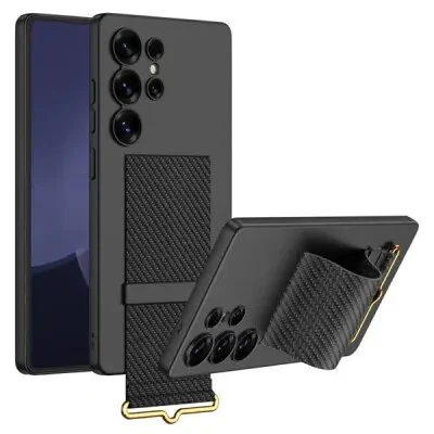ტელეფონის ქეისი GKK For Samsung Galaxy S25 Ultra Case with Strap Kickstand PU+Hard PC Protective Phone Cover
