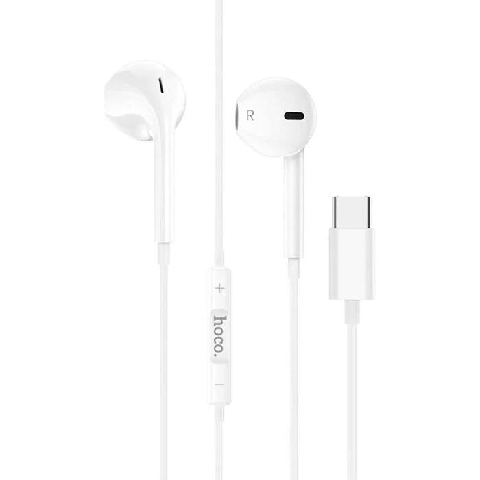 ყურსასმენი HOCO M101 Crystal joy Type-C wire-controlled digital earphones with microphone White