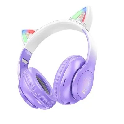 უსადენო ყურსასმენი HOCO W42 Cat ears BT headphones purple grape
