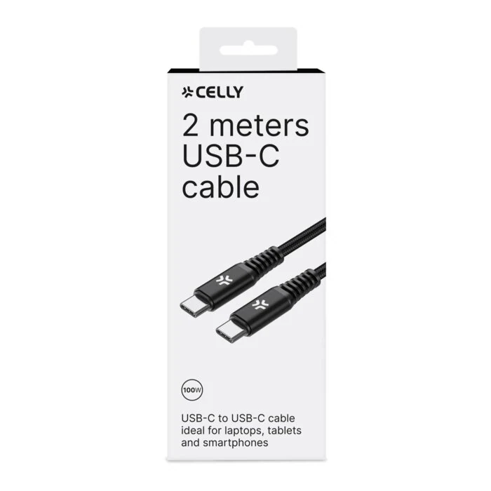 დამტენი კაბელი Celly USB-C to USB-C CABLE 100 WATT 2MT