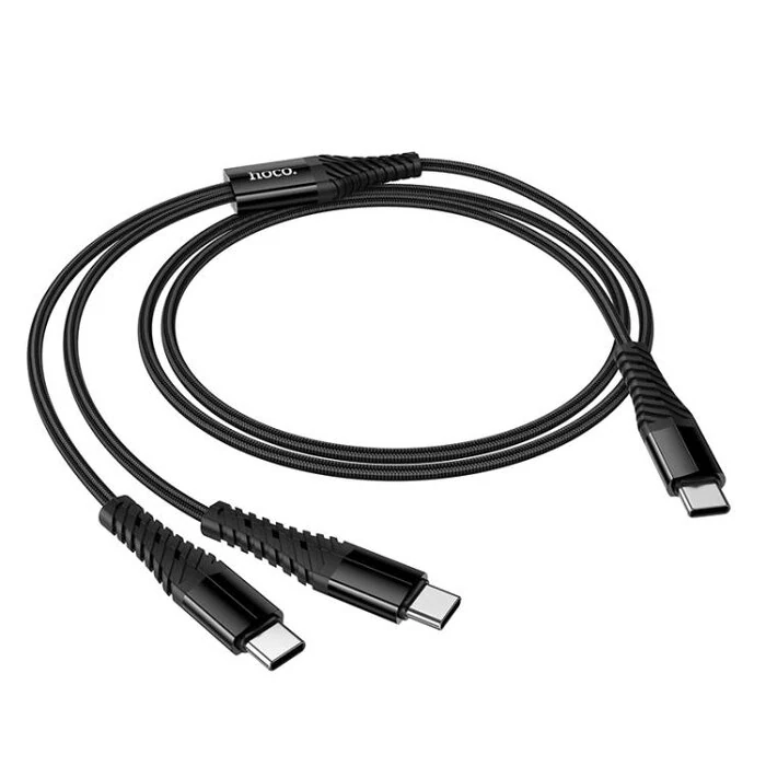 დამტენი კაბელი HOCO X123 Victory 2-in-1 charging cable(C to C+C)