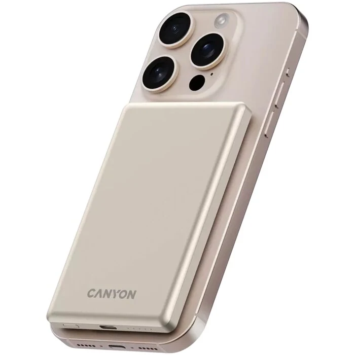 პორტატული დამტენი Canyon power bank OnPower 505 slim Magnetic 5000 Beige (CNS-CPB505BE)