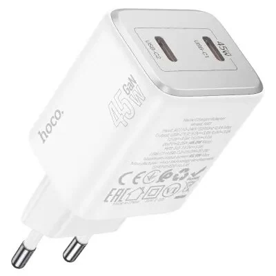 დამტენი HOCO N42 PD45W Elogiado dual-port (2C) charger white