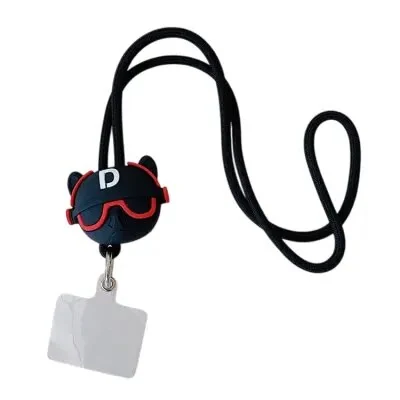 ტელეფონის ქეისი 45cm Phone Lanyard Cartoon Pendant Crossbody Rope Neck Strap with Patch - Black+Red Dog