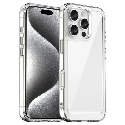 ტელეფონის ქეისი For iPhone 16 Pro Max Case TPU + Acrylic Clear Back Cover (Big Rear Lens Hole)