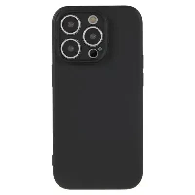 ტელეფონის ქეისი For iPhone 15 Pro Rubberized Candy Color Shell Soft TPU + Fiber Lining Phone Cover - Black
