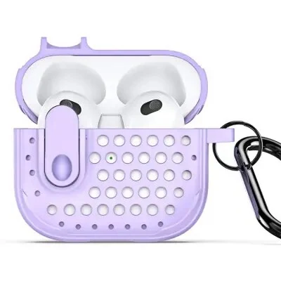 ყურსასმენის ქეისი DUX DUCIS PECM Series for Apple AirPods 3 Case TPU+PC Protective Cover with Keychain - Purple
