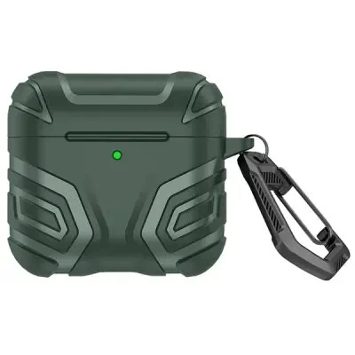 ყურსასმენის ქეისი For AirPods 4 Case Split Design Soft TPU Shockproof Earphone Cover with Carabiner - Blackish