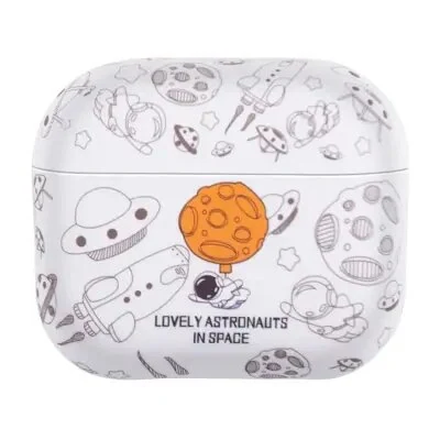 ყურსასმენის ქეისი For AirPods 4 TPU Case Earphone Charging Box Water Transfer Printing Protective Cover - White