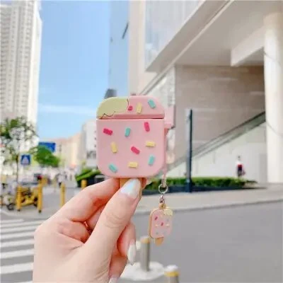 ყურსასმენის ქეისი For Apple AirPods 2nd gen. Chocolate Ice Cream Silicone Bluetooth - Pink