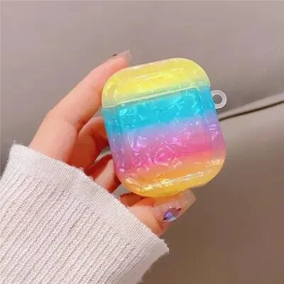 ყურსასმენის ქეისი For Apple AirPods 2nd gen. Gradient Shell Grain Square with Pendant - Colorful