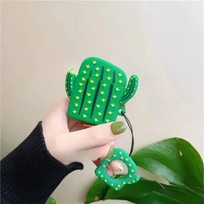 ყურსასმენის ქეისი For Apple AirPods 2nd gen. Silicone Cover with Ring- Cactus