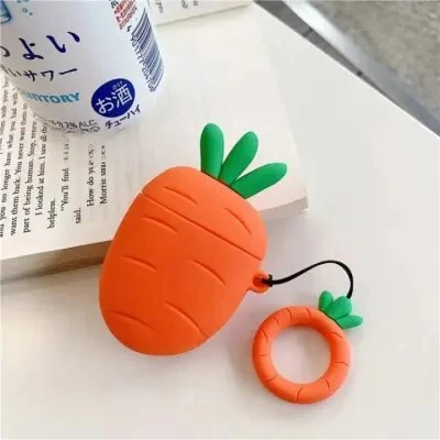 ყურსასმენის ქეისი For Apple AirPods 2nd gen. Silicone Cover with Ring- Carrot