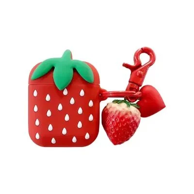 ყურსასმენის ქეისი For Apple AirPods 2nd gen. Strawberry Pattern Silicone Case - Red