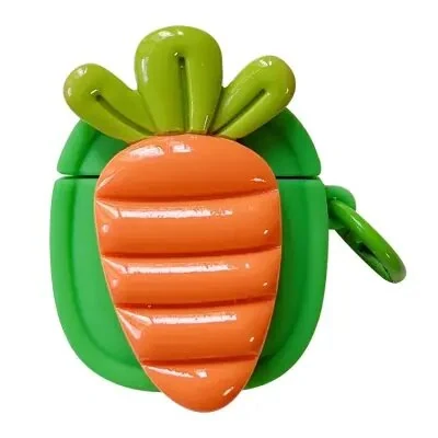 ყურსასმენის ქეისი For Apple AirPods 2nd gen.Creative Fruit Silicone Cover with Buckle - Carrot