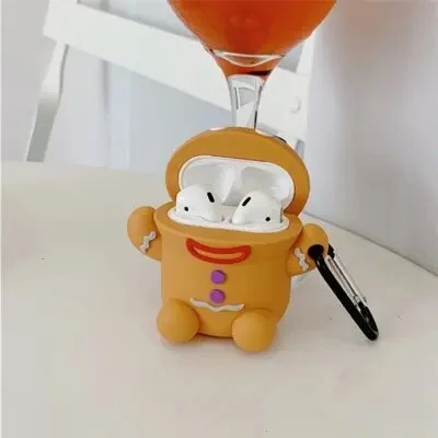 ყურსასმენის ქეისი For Apple AirPods 2nd gen.Gingerbread Man Design Case Cover Silicone