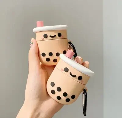 ყურსასმენის ქეისი For Apple AirPods 2nd gen.Shockproof Fruit-shaped Earphone Protective Silicone Case Cover Milk