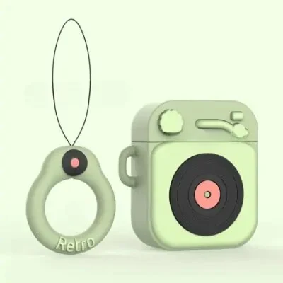 ყურსასმენის ქეისი For Apple AirPods 2nd gen.Silicone +Finger Ring Strap - Light Green