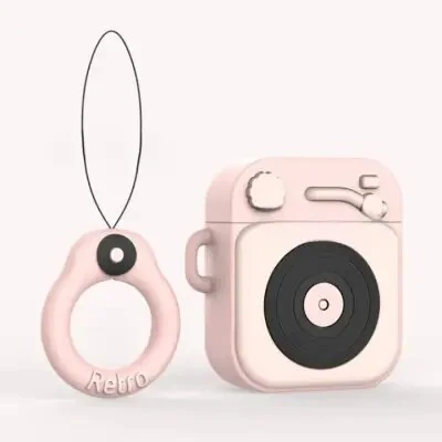 ყურსასმენის ქეისი For Apple AirPods 2nd gen.Silicone +Finger Ring Strap - Pink