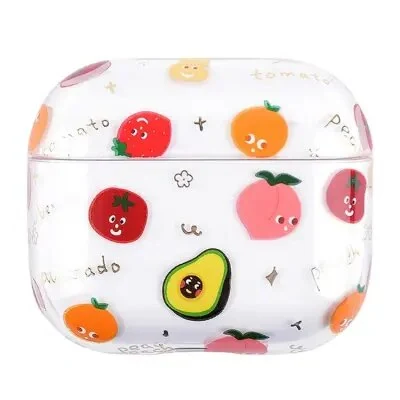 ყურსასმენის ქეისი For Apple AirPods 3 Fruit Flower Pattern Gold Stamping Hard PC Earphone Charging Box