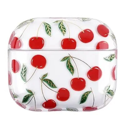 ყურსასმენის ქეისი for Apple AirPods 3 Fruit Flower Pattern Gold Stamping Hard PC Earphone Charging Box