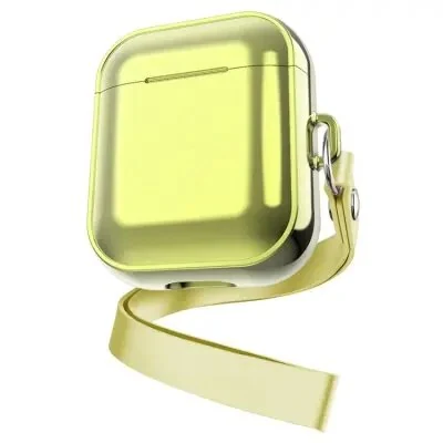 ყურსასმენის ქეისი For Apple AirPods Pro 2 Charging Case Cover with Strap, Bluetooth Headset Soft TPU Case - Gold