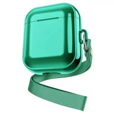 ყურსასმენის ქეისი For Apple AirPods Pro 2 Charging Case Cover with Strap, Bluetooth Headset Soft TPU Case - Green