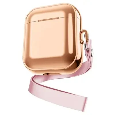 ყურსასმენის ქეისი For Apple AirPods Pro 2 Charging Case Cover with Strap, Bluetooth Headset Soft TPU Case - Rose