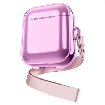 ყურსასმენის ქეისი For Apple AirPods Pro 2 Charging Case Cover with Strap, Bluetooth Headset Soft TPU Case - Rose