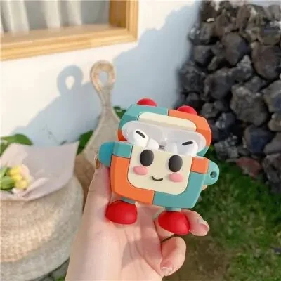 ყურსასმენის ქეისი for Apple AirPods Pro Cartoon Robot Soft Silicone Protective Case Cover