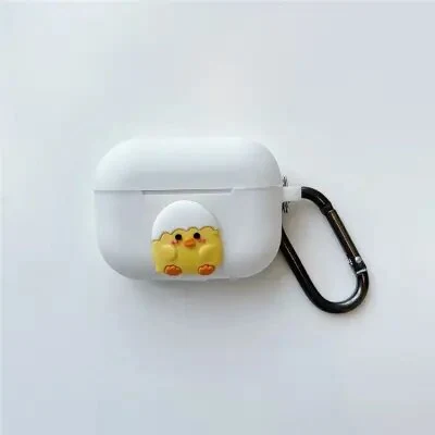 ყურსასმენის ქეისი for Apple AirPods Pro Soft TPU Bluetooth Earphone Protective Case with 3D Doll Decor - White