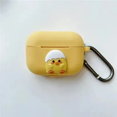 ყურსასმენის ქეისი for Apple AirPods Pro Soft TPU Bluetooth Earphone Protective Case with 3D Doll Decor - Yellow