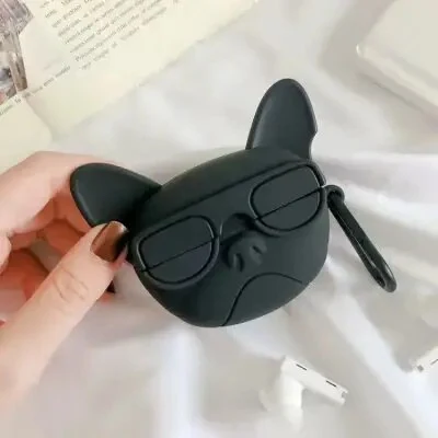 ყურსასმენის ქეისი For Apple AirPods Pro with Buckle Bluetooth Silicone Case - Black/Dog
