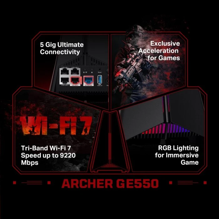როუტერი TP-Link Archer GE550 BE9300 Tri-Band Wi-Fi 7 Gaming Router