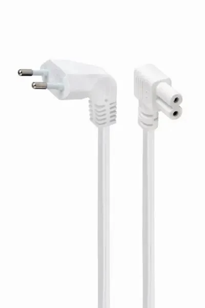 დენის კაბელი GMB Power cord (C7) with angled connectors, VDE approved, 2.5 m, white (PC-184L-VDE-2.5M-W)