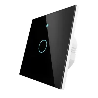 Moes WiFi+RF Switch; EU Type;1 Gange ერთ კლავიშიანი შუქის ჭკვიანი ჩამრთველი შავი