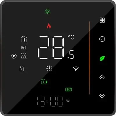 Moes WHT-S01-GB-WH-MS WIFi ჭკვიანი თერმოსტატი იატაკის ელექტრო გათბობისათვის