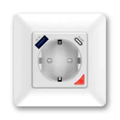 Moes WK-Y-EU-1U1C-WH-EN Wi-fi ჭკვიანი როზეტი სწრაფი დამტენი Type C და USB პორტით თეთრი